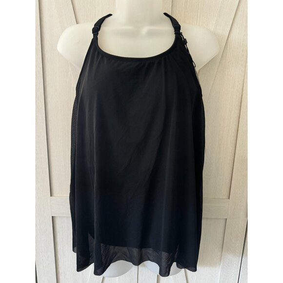 Coco Reef Handkerchief-Hem Sheer Black Flowing Tankini Racerback Top MANY SIZES - Picture 3 of 12